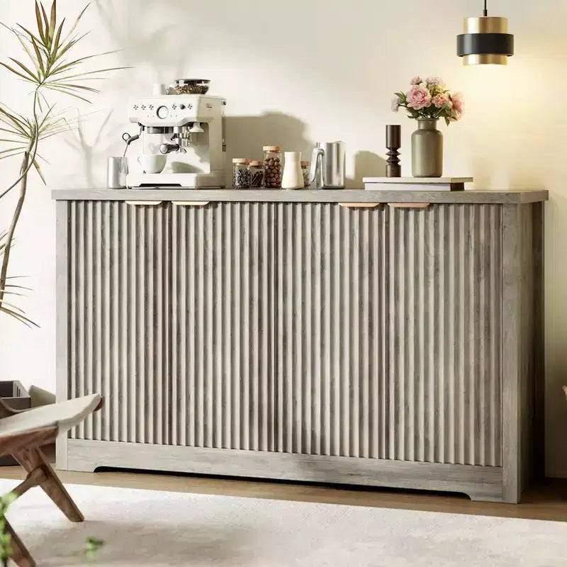 Moderner Sideboard-Buffetschrank aus Holz mit 4 Türen, Stauraum, Anrichte, Kaffeebar-Tischkonsole für Wohnzimmer, Küche, Esszimmer & Flur