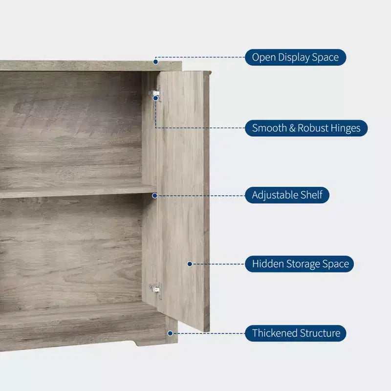 Moderner Sideboard-Buffetschrank aus Holz mit 4 Türen, Stauraum, Anrichte, Kaffeebar-Tischkonsole für Wohnzimmer, Küche, Esszimmer & Flur