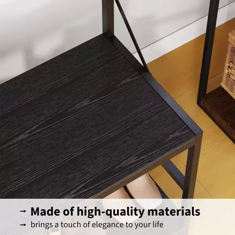5-in-1 Garderobenbaum mit Sitzbank und Schuhaufbewahrung, 99 cm breite Garderobe mit verstellbarem Regal, vielseitiger freistehender Kleiderständer für das Schlafzimmer