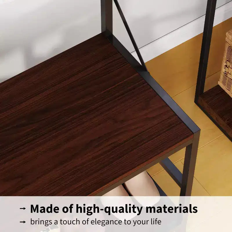 5-in-1 Garderobenbaum mit Sitzbank und Schuhaufbewahrung, 99 cm breite Garderobe mit verstellbarem Regal, vielseitiger freistehender Kleiderständer für das Schlafzimmer