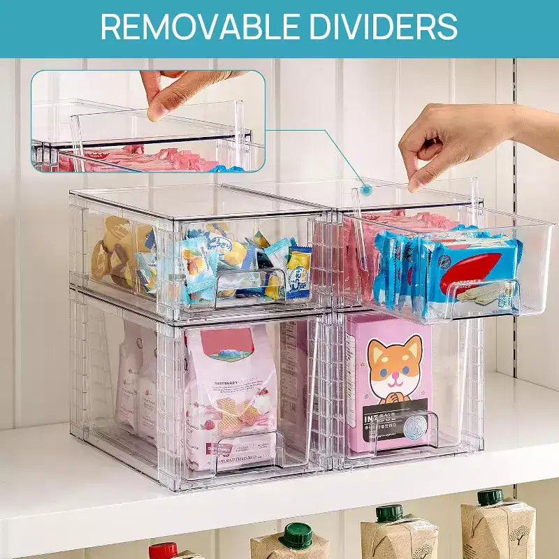 6er-Pack transparente, stapelbare Aufbewahrungsschubladen, Kunststoffschubladen für Küchenspeisekammer, Schrank, Organisation unter der Spüle