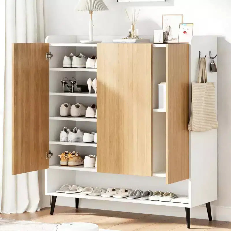 Schuhschrank mit 3 Türen, verstellbaren Einlegeböden, freistehendes Schuhregal, für Flur, Eingangsbereich