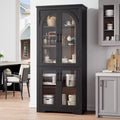 70 Inch Tall Kitchen Pantry Cabinet with 4 Arched Glass Doors, Adjustable Shelves, Storage Organizer for Kitchen Dining Room, Anti-Tip