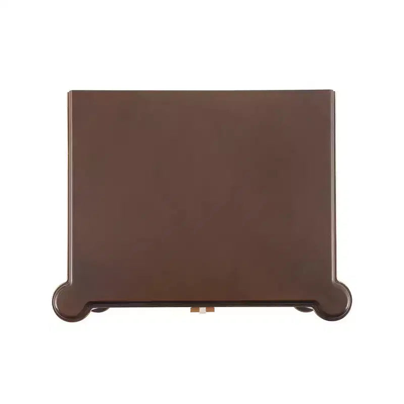 Nachttisch, Beistelltisch, Ablagetisch mit geriffelter Schublade, Beine aus massivem Kautschukholz, goldfarbener Griff, 2 Schubladen, Nussbaum, Roboterstaubsauger-freundlich – Nussbaum