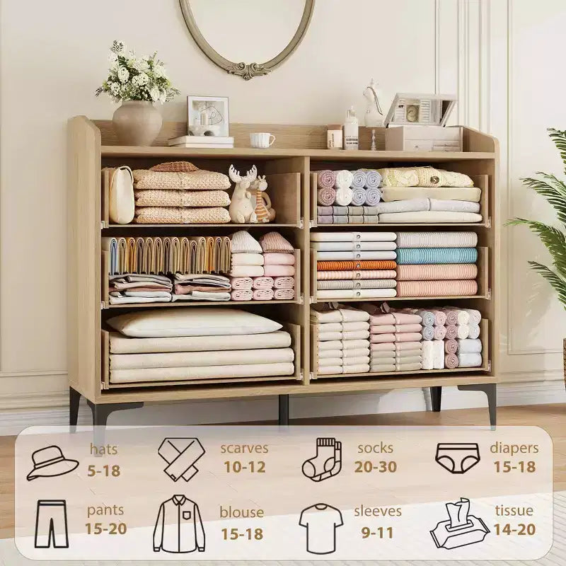 6 Kommoden mit Steckdosen, freistehende 120 cm breite Schubladenkommode, Holzschrank-Aufbewahrungstruhe für Schlafzimmer, Wohnzimmer