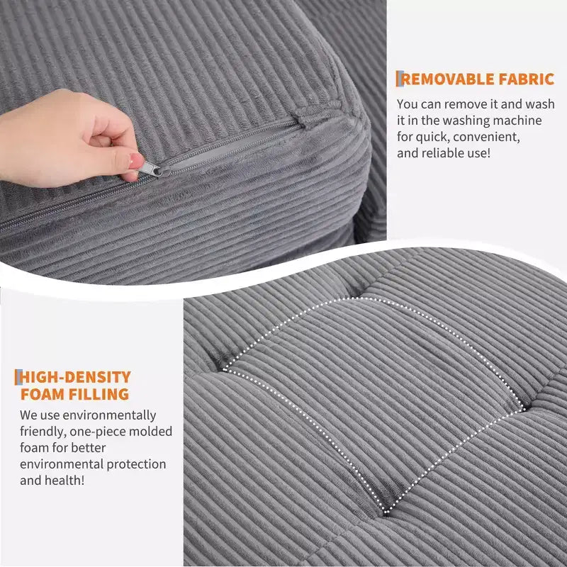 Dreifach faltbares Kord-Schlafsofa 6 Zoll getuftete Klappmatratze Full Size Cabrio-Schlafsofa Unterstützendes Gästebett für Schlafzimmer Wohnmobil Camping
