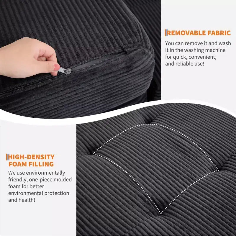 Dreifach faltbares Kord-Schlafsofa 6 Zoll getuftete Klappmatratze Full Size Cabrio-Schlafsofa Unterstützendes Gästebett für Schlafzimmer Wohnmobil Camping