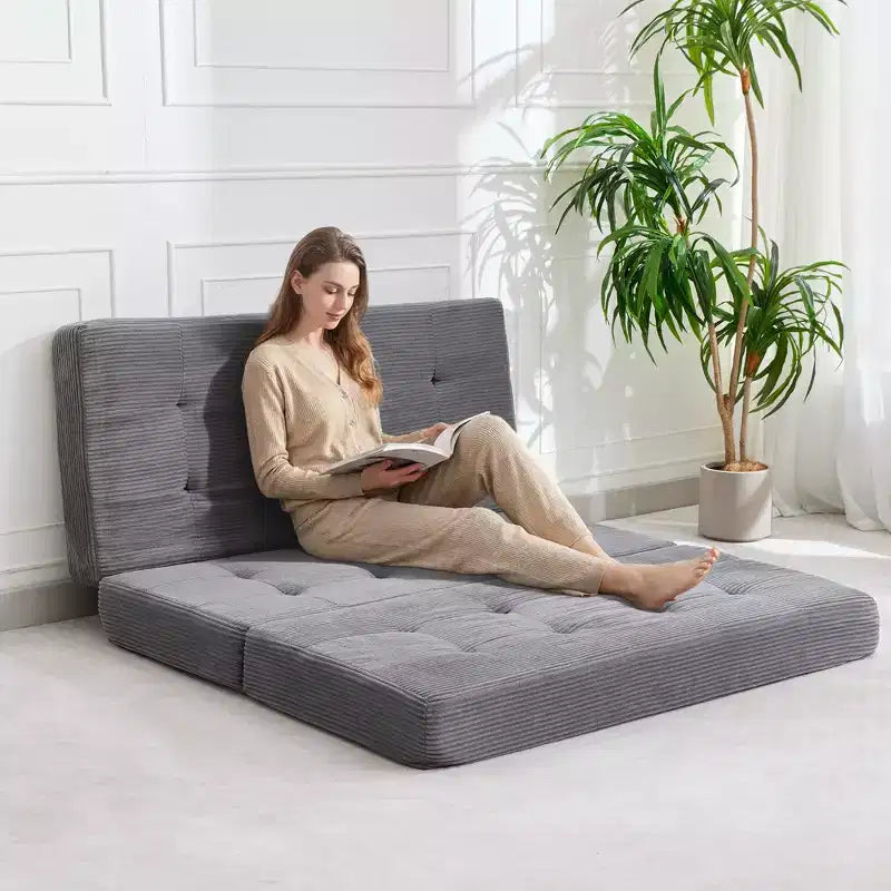 Dreifach faltbares Kord-Schlafsofa 6 Zoll getuftete Klappmatratze Full Size Cabrio-Schlafsofa Unterstützendes Gästebett für Schlafzimmer Wohnmobil Camping