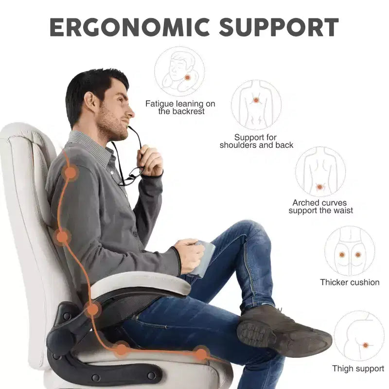 Bürostuhl mit hochklappbaren Armlehnen, ergonomischer Lordosenstütze, PU-Leder
