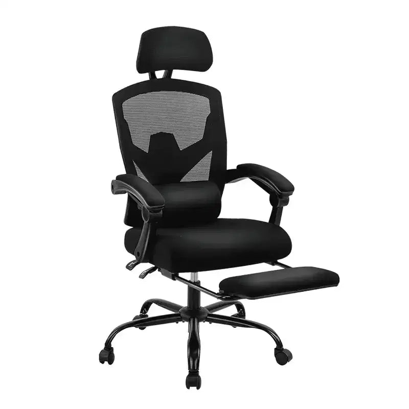 Bürostuhl mit hochklappbaren Armlehnen, ergonomischer Lordosenstütze, PU-Leder