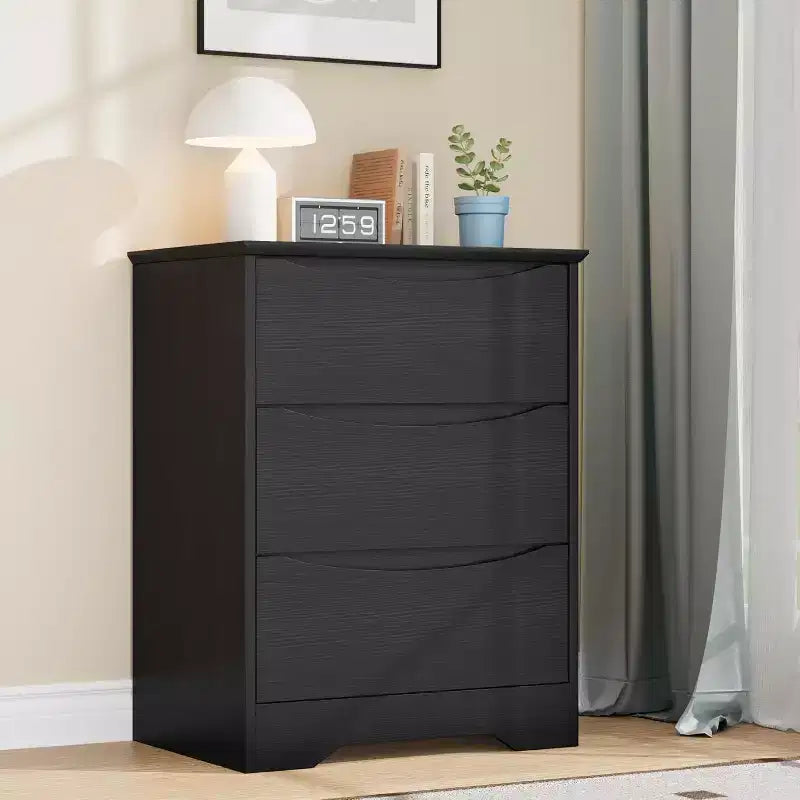 Holzkommode mit 3 Schubladen, lange Kommode, moderner Schrank, für Schlafzimmer, Wohnzimmer