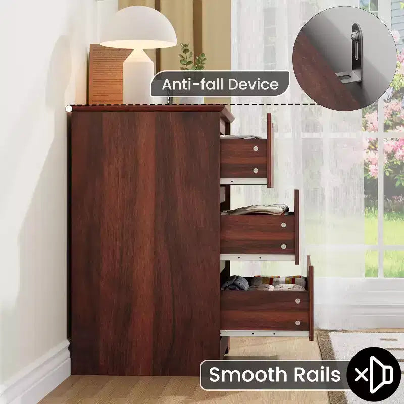 Holzkommode mit 3 Schubladen, lange Kommode, moderner Schrank, für Schlafzimmer, Wohnzimmer