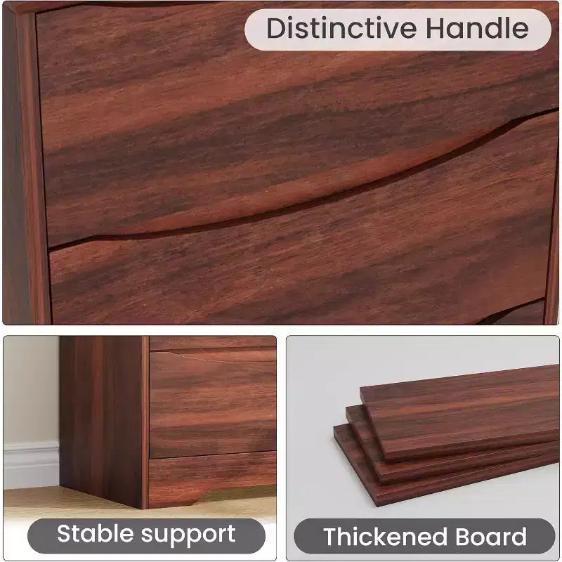 Holzkommode mit 3 Schubladen, lange Kommode, moderner Schrank, für Schlafzimmer, Wohnzimmer