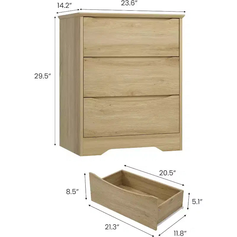 Holzkommode mit 3 Schubladen, lange Kommode, moderner Schrank, für Schlafzimmer, Wohnzimmer