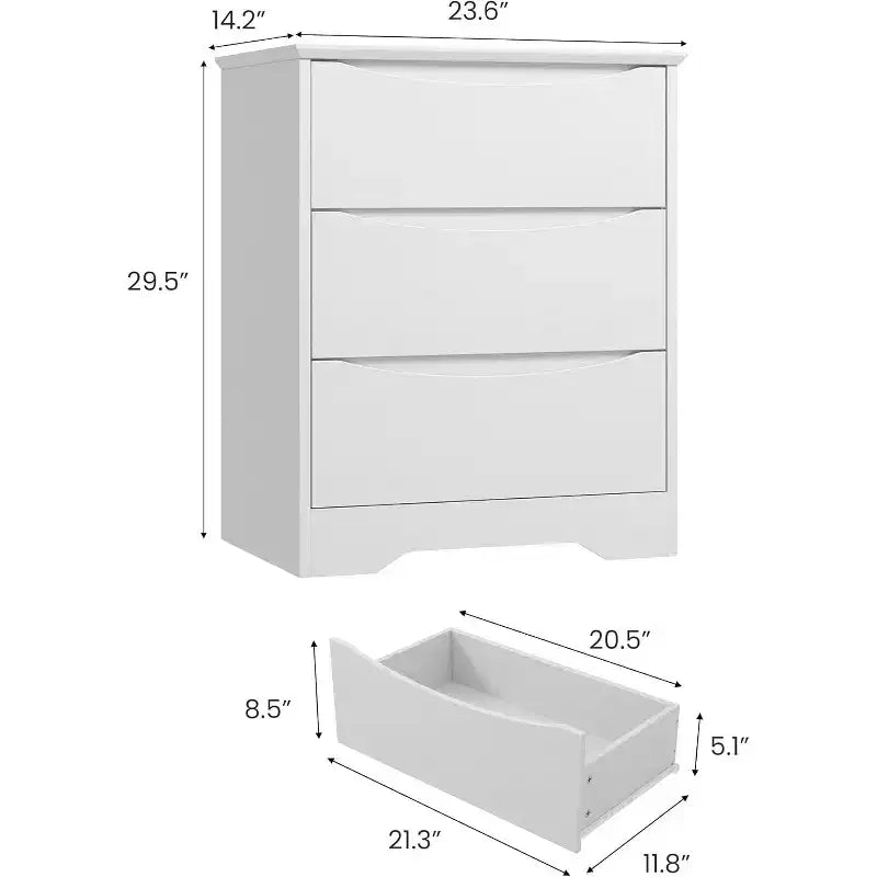 Holzkommode mit 3 Schubladen, lange Kommode, moderner Schrank, für Schlafzimmer, Wohnzimmer