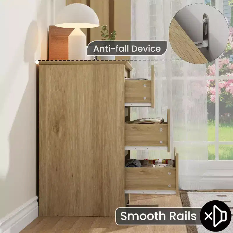 Holzkommode mit 3 Schubladen, lange Kommode, moderner Schrank, für Schlafzimmer, Wohnzimmer