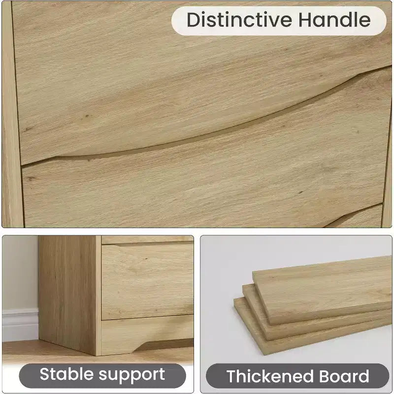Holzkommode mit 3 Schubladen, lange Kommode, moderner Schrank, für Schlafzimmer, Wohnzimmer