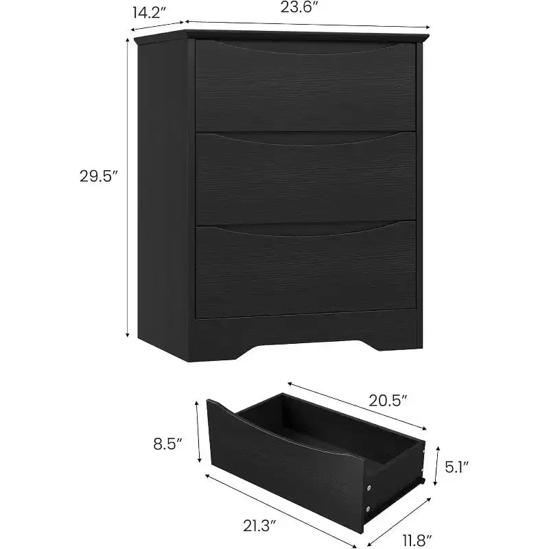 Holzkommode mit 3 Schubladen, lange Kommode, moderner Schrank, für Schlafzimmer, Wohnzimmer