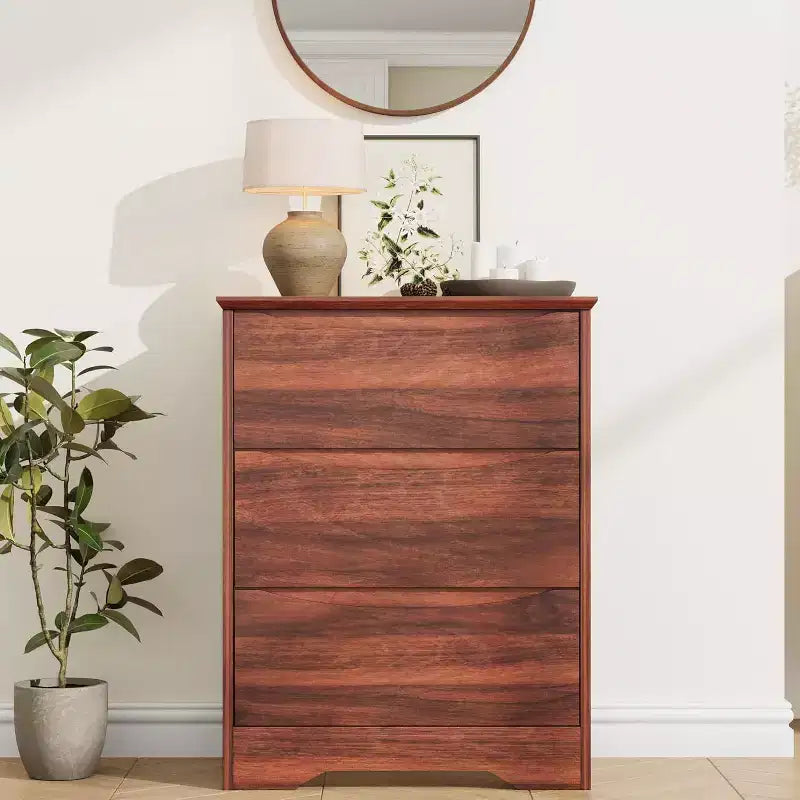 Holzkommode mit 3 Schubladen, lange Kommode, moderner Schrank, für Schlafzimmer, Wohnzimmer