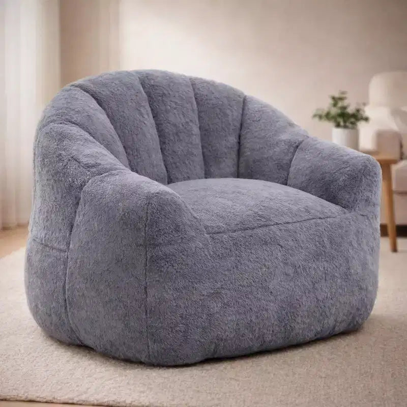 Weiße Loungesessel für Erwachsene, Lesesessel mit Armlehnen, Polsterung aus Kunstfell, hochdichter Schaumstoff, gemütlicher moderner Sessel für Wohnzimmer und Schlafzimmer