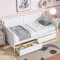 MAYEERTY Queen Bed Frame Soft-Close Drawers Solid Rubberwood No Box Spring Needed