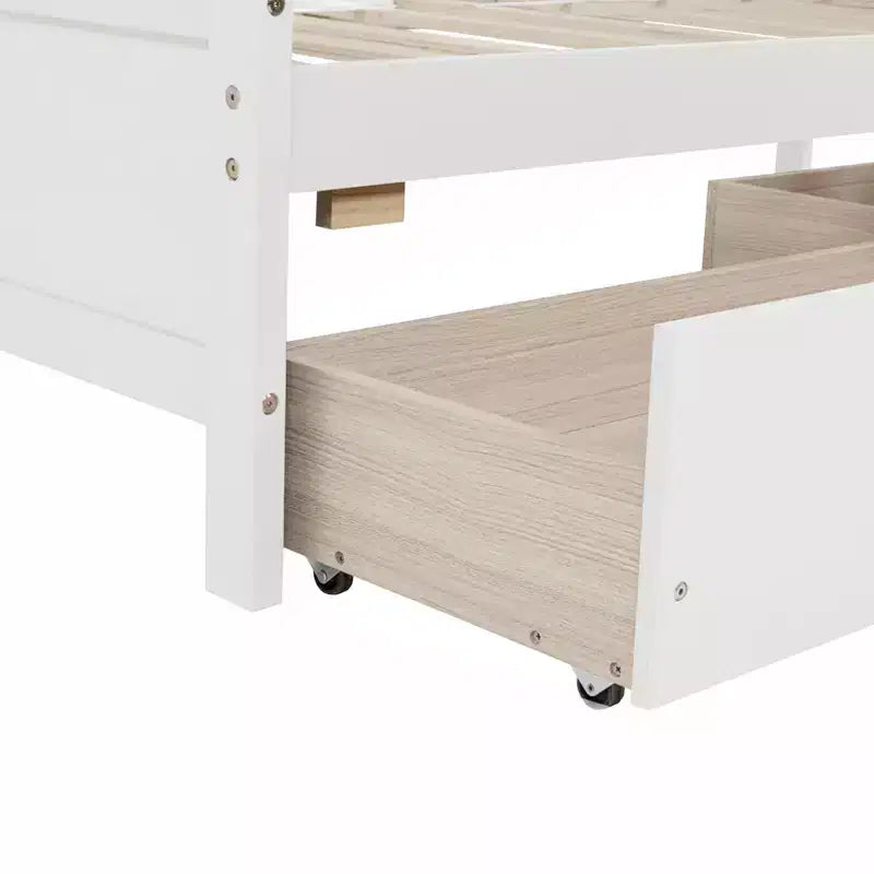 Queensize-Bettrahmen Sanft schließende Schubladen Massives Kautschukholz Kein Boxspringbett erforderlich