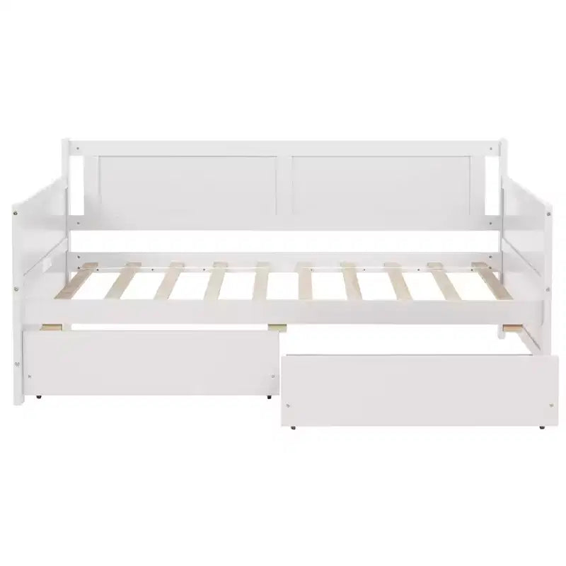 Queensize-Bettrahmen Sanft schließende Schubladen Massives Kautschukholz Kein Boxspringbett erforderlich