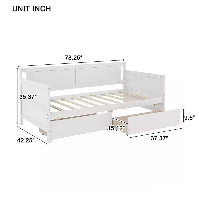 Queensize-Bettrahmen Sanft schließende Schubladen Massives Kautschukholz Kein Boxspringbett erforderlich