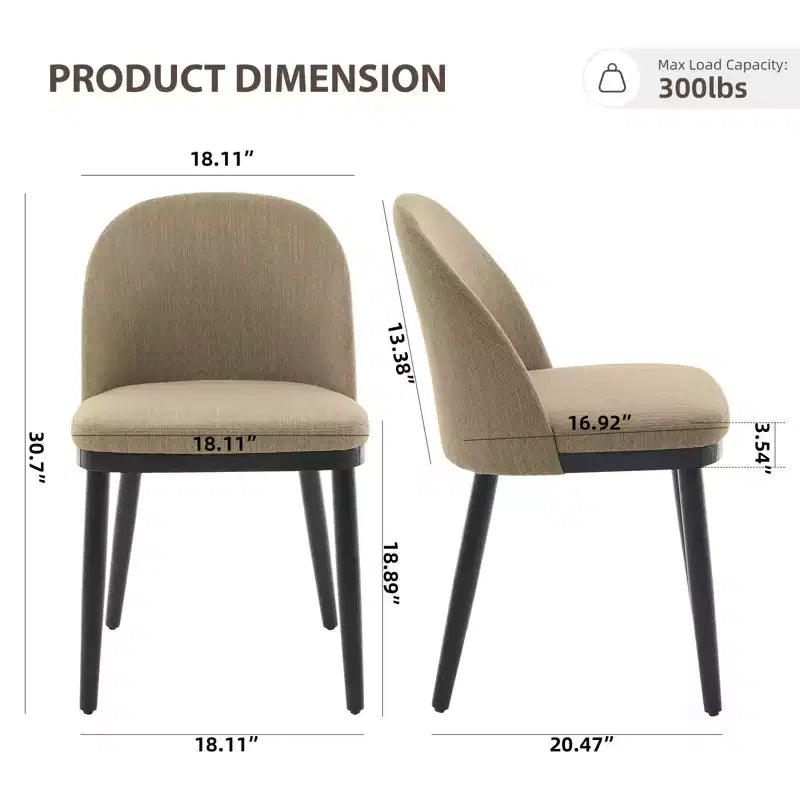 Gepolsterte Esszimmerstühle, moderner Stoff, hohe Rückenlehne, tiefer Sitz, Holzbeine, hohle Küchenstühle für das Esszimmer