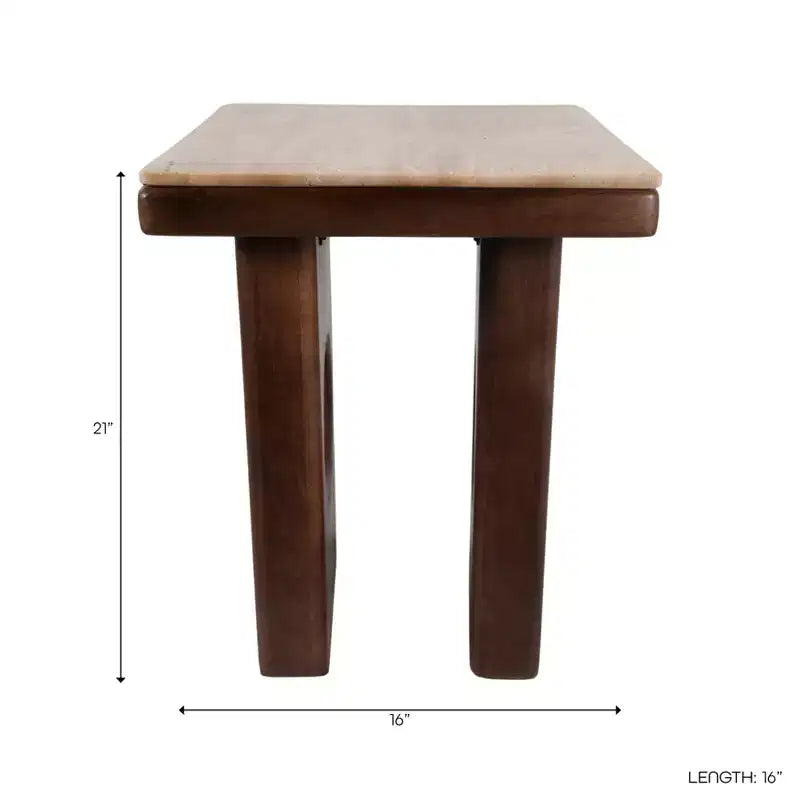 Rustikaler Beistelltisch mit quadratischer Platte für kleine Räume – elegantes Design mit Holzfuß für Wohn- und Schlafzimmer – 21, Hellbraun & Braun