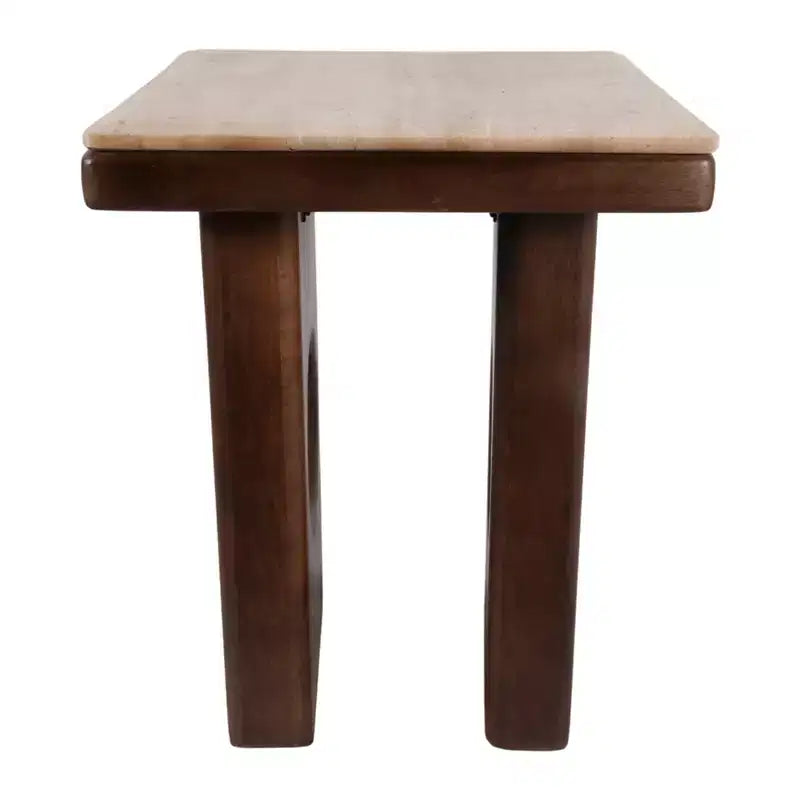 Rustikaler Beistelltisch mit quadratischer Platte für kleine Räume – elegantes Design mit Holzfuß für Wohn- und Schlafzimmer – 21, Hellbraun & Braun
