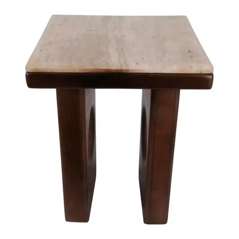 Rustikaler Beistelltisch mit quadratischer Platte für kleine Räume – elegantes Design mit Holzfuß für Wohn- und Schlafzimmer – 21, Hellbraun & Braun