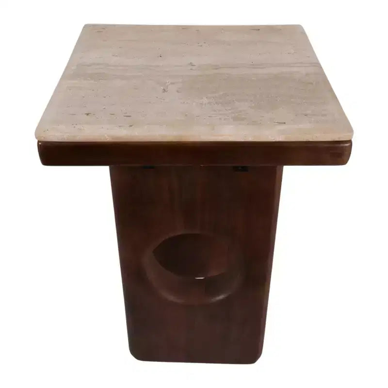 Rustikaler Beistelltisch mit quadratischer Platte für kleine Räume – elegantes Design mit Holzfuß für Wohn- und Schlafzimmer – 21, Hellbraun & Braun