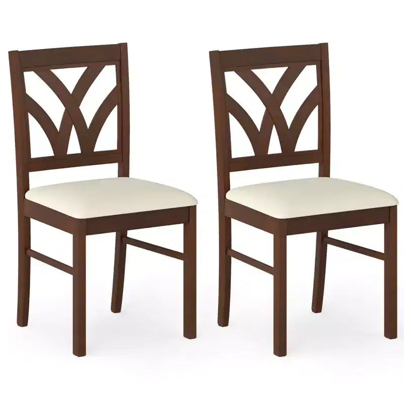 Hölzerne Esszimmerstühle mit Kautschukholzrahmen und ausgehöhlter Rückenlehne für die Küche Braun + Beige/Eiche + Hellbraun