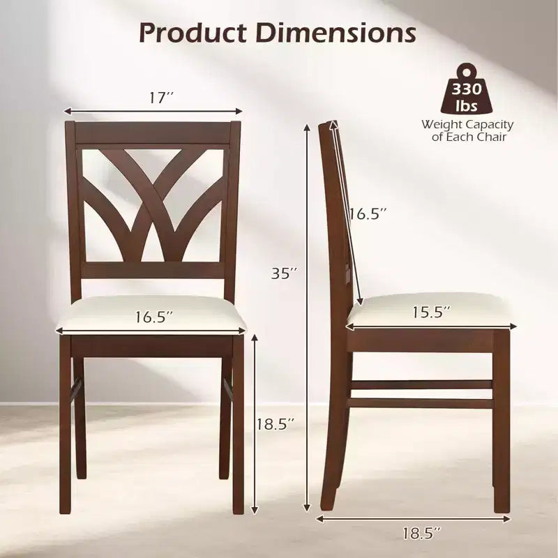 Hölzerne Esszimmerstühle mit Kautschukholzrahmen und ausgehöhlter Rückenlehne für die Küche Braun + Beige/Eiche + Hellbraun