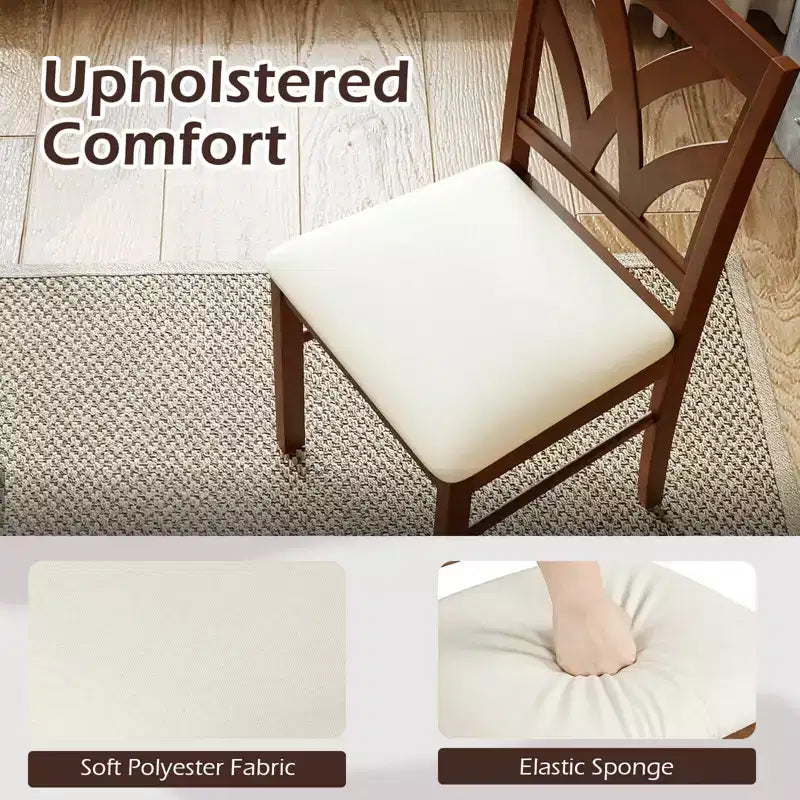 Hölzerne Esszimmerstühle mit Kautschukholzrahmen und ausgehöhlter Rückenlehne für die Küche Braun + Beige/Eiche + Hellbraun
