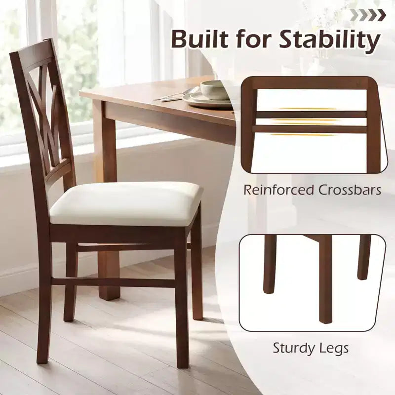 Hölzerne Esszimmerstühle mit Kautschukholzrahmen und ausgehöhlter Rückenlehne für die Küche Braun + Beige/Eiche + Hellbraun