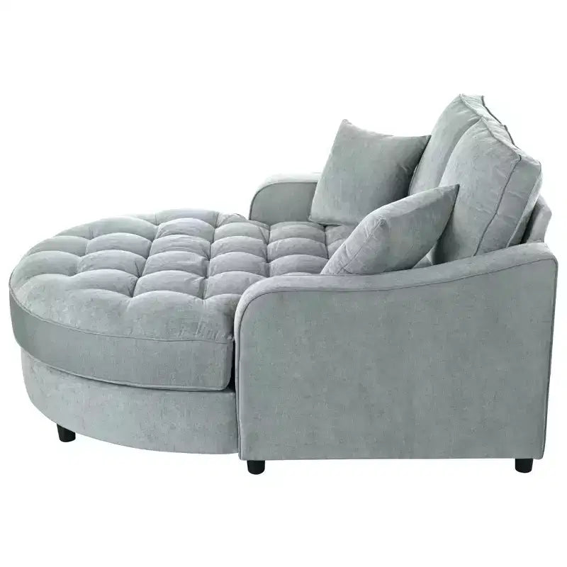 Chaise Lounge Schlafsofa aus Holz und Chenille mit getufteter Sitzfläche und abnehmbaren Kissen