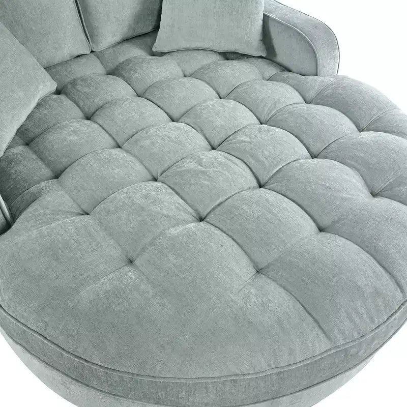 Chaise Lounge Schlafsofa aus Holz und Chenille mit getufteter Sitzfläche und abnehmbaren Kissen