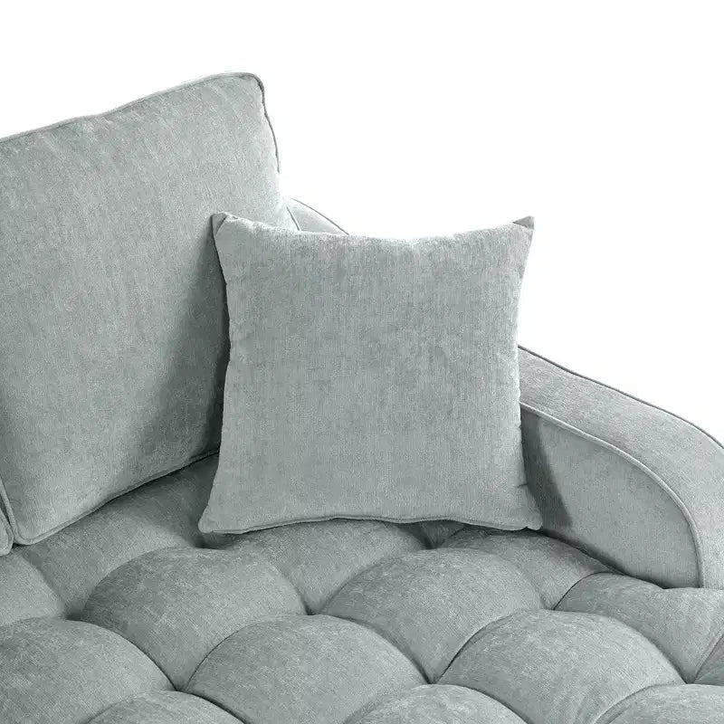 Chaise Lounge Schlafsofa aus Holz und Chenille mit getufteter Sitzfläche und abnehmbaren Kissen