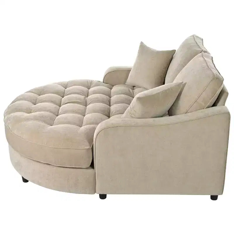 Chaise Lounge Schlafsofa aus Holz und Chenille mit getufteter Sitzfläche und abnehmbaren Kissen