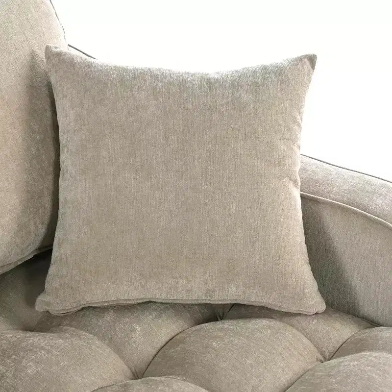 Chaise Lounge Schlafsofa aus Holz und Chenille mit getufteter Sitzfläche und abnehmbaren Kissen