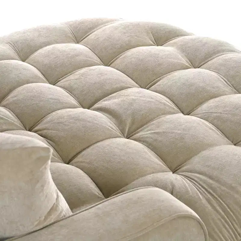 Chaise Lounge Schlafsofa aus Holz und Chenille mit getufteter Sitzfläche und abnehmbaren Kissen