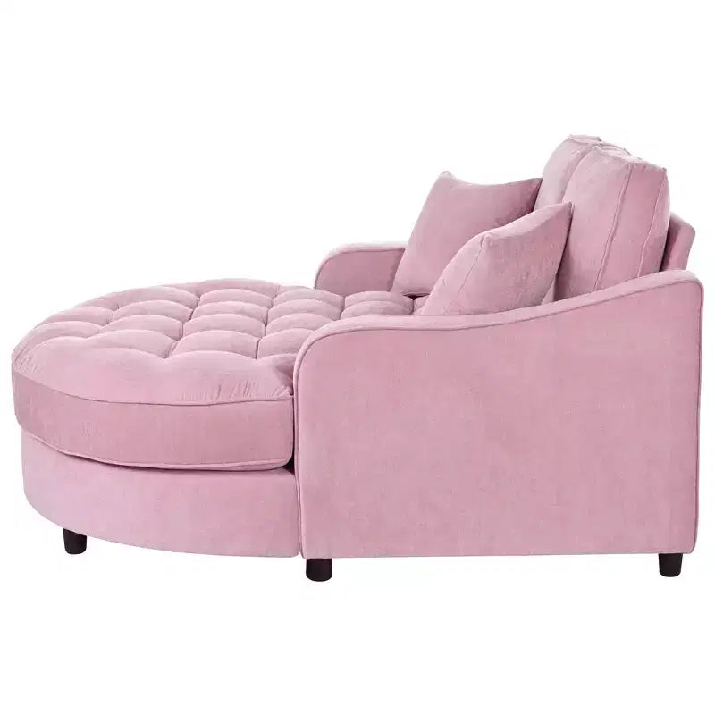 Chaise Lounge Schlafsofa aus Holz und Chenille mit getufteter Sitzfläche und abnehmbaren Kissen