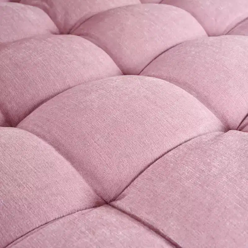 Chaise Lounge Schlafsofa aus Holz und Chenille mit getufteter Sitzfläche und abnehmbaren Kissen