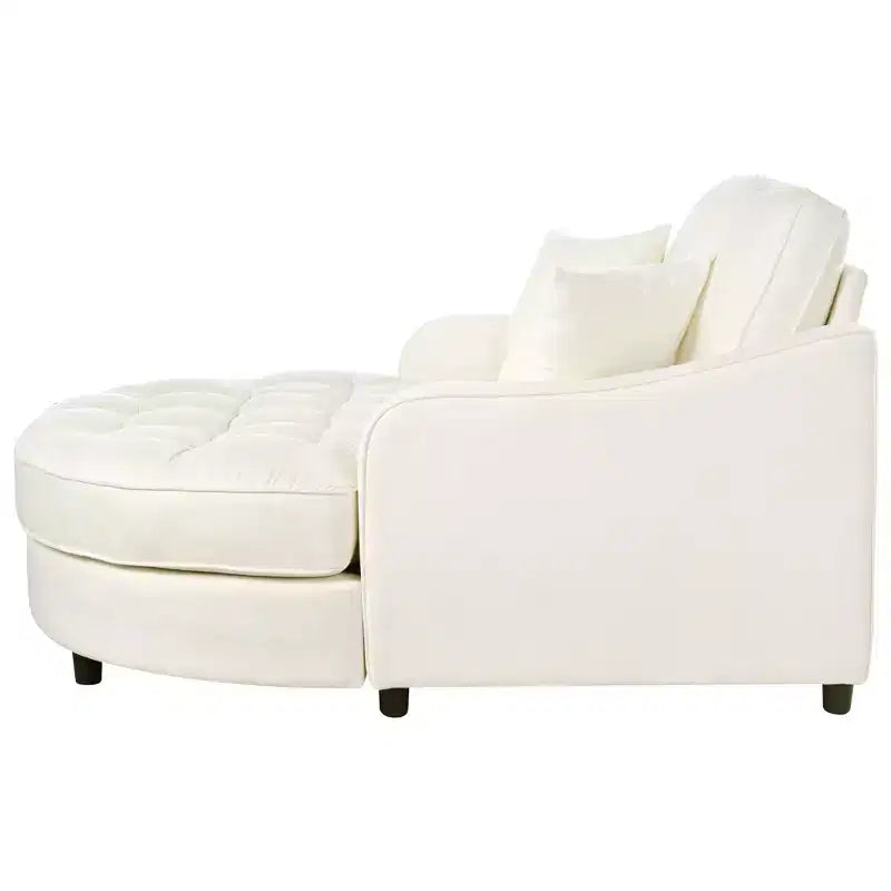 Chaise Lounge Schlafsofa aus Holz und Chenille mit getufteter Sitzfläche und abnehmbaren Kissen