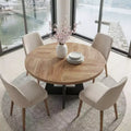MAYEERTY 47 Rustic Round MDF Dining Table, Stable Waterproof 4-Person Kitchen Table
