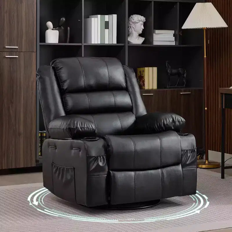 360° drehbarer Schaukel-Liegesessel mit Getränkehalter, gepolsterter manueller Relaxsessel für Wohnzimmer, Kinderzimmer