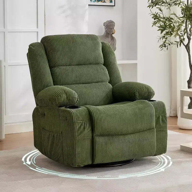 360° drehbarer Schaukel-Liegesessel mit Getränkehalter, gepolsterter manueller Relaxsessel für Wohnzimmer, Kinderzimmer