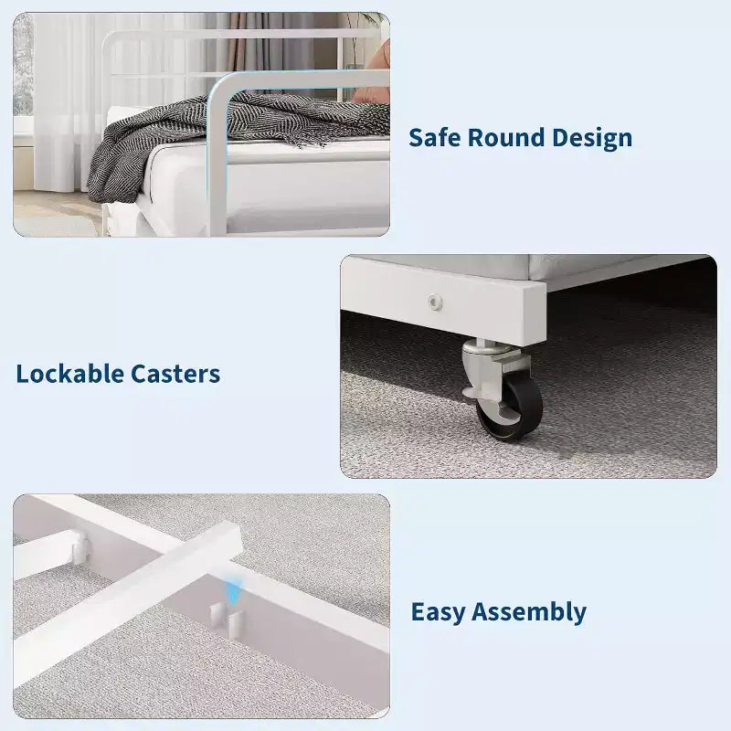 Zwillings-Tagesbett mit Ausziehbett, LED-Beleuchtung, Ladestation und Stauraum-Kopfteil, Metallrahmen für Wohnzimmer, Schlafzimmer, Gästezimmer